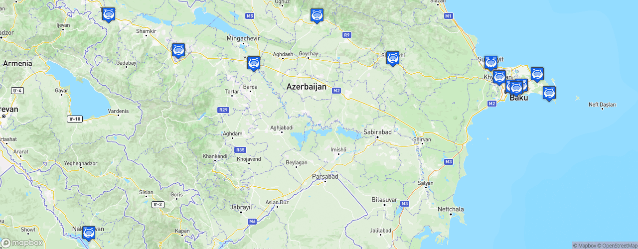 Static Map of Azerbaijan Premier League - Saison 2025-2026