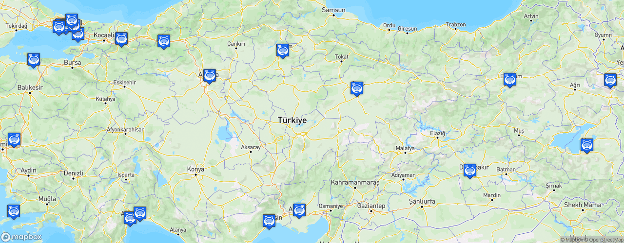 Static Map of 1. Lig - Saison 2025-2026 - Trendyol 1. Lig