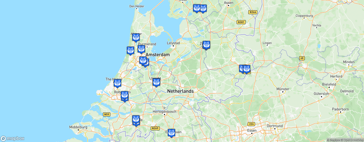 Static Map of Vrouwen Eredivisie - Saison 2025-2026