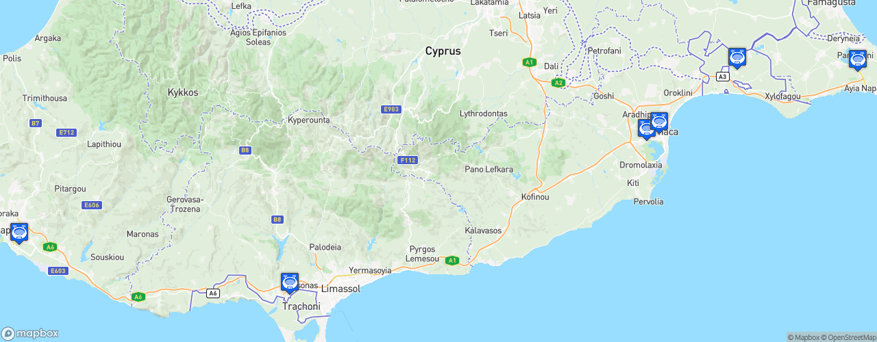 Static Map of Cypriot First Division - Saison 2025-2026