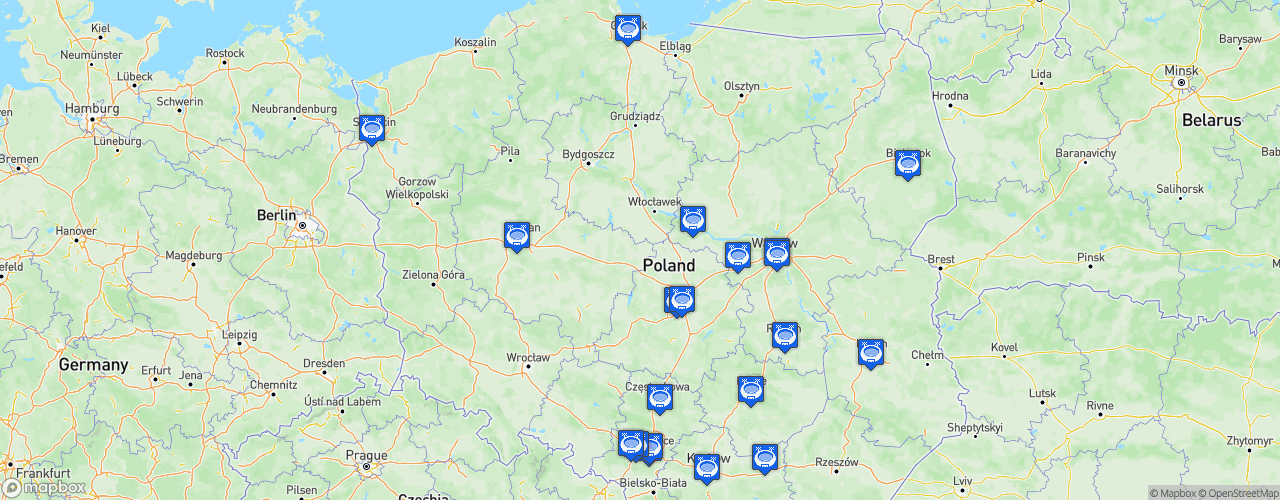 Static Map of Ekstraklasa - Saison 2025-2026