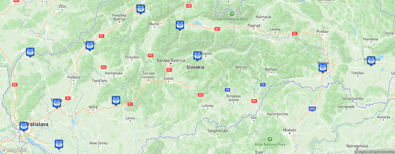 Static Map of Slovak Super Liga - Saison 2025-2026
