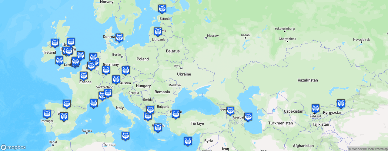 Static Map of UEFA Youth League - Saison 2025-2026