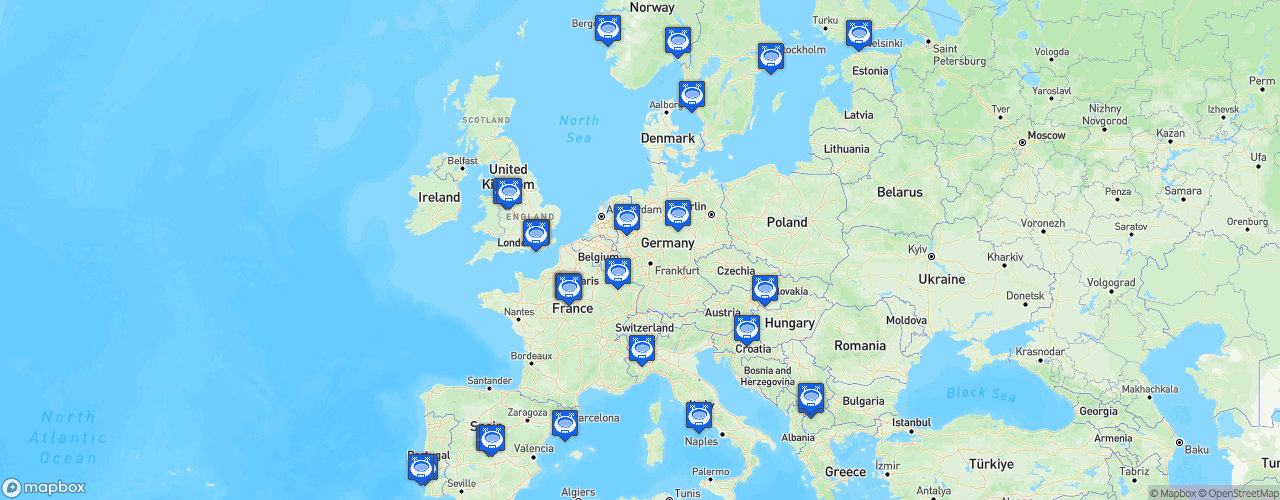 Static Map of UEFA Women's Champions League - Saison 2025-2026
