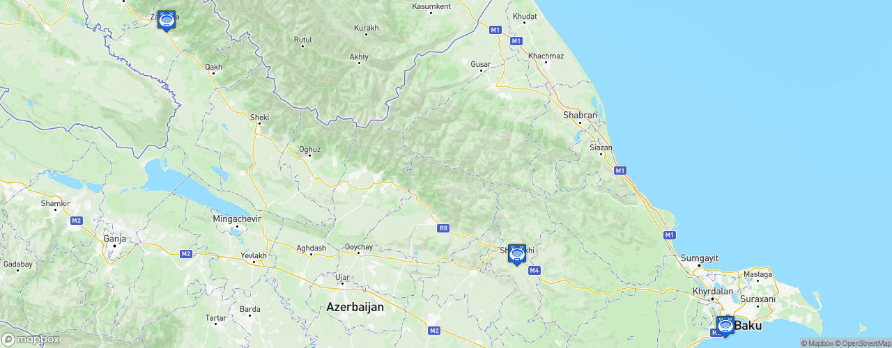 Static Map of Azerbaijan First League - Saison 2025-2026