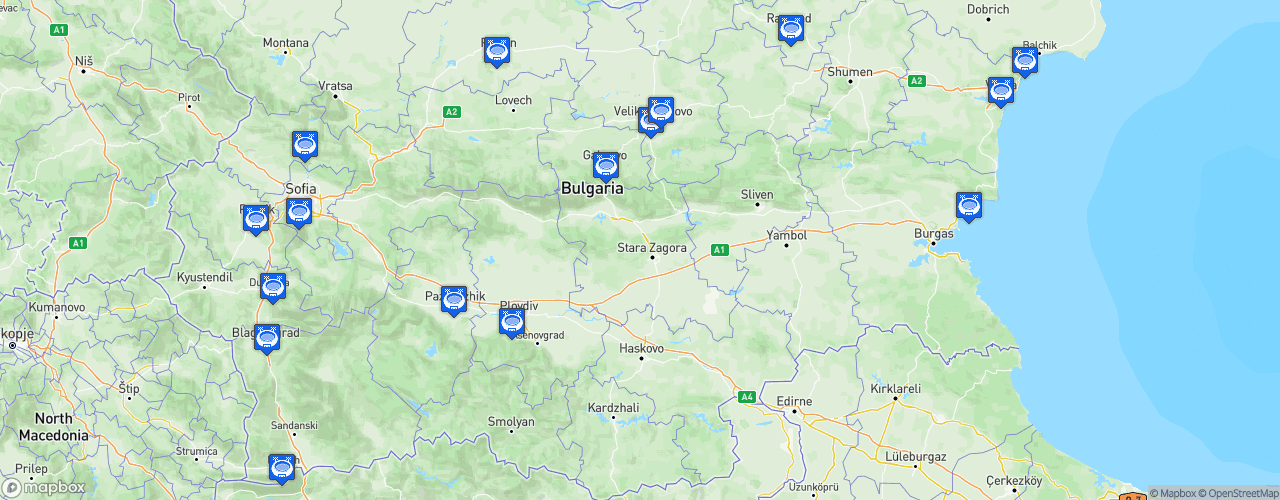 Static Map of Second Professional Football League - Saison 2025-2026