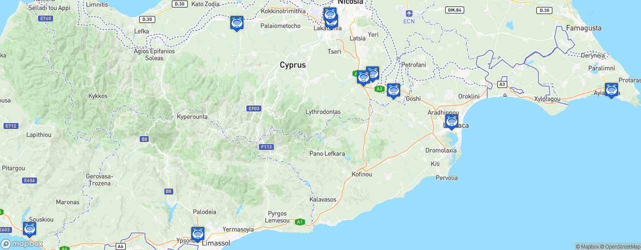 Static Map of Cypriot Second Division - Saison 2025-2026