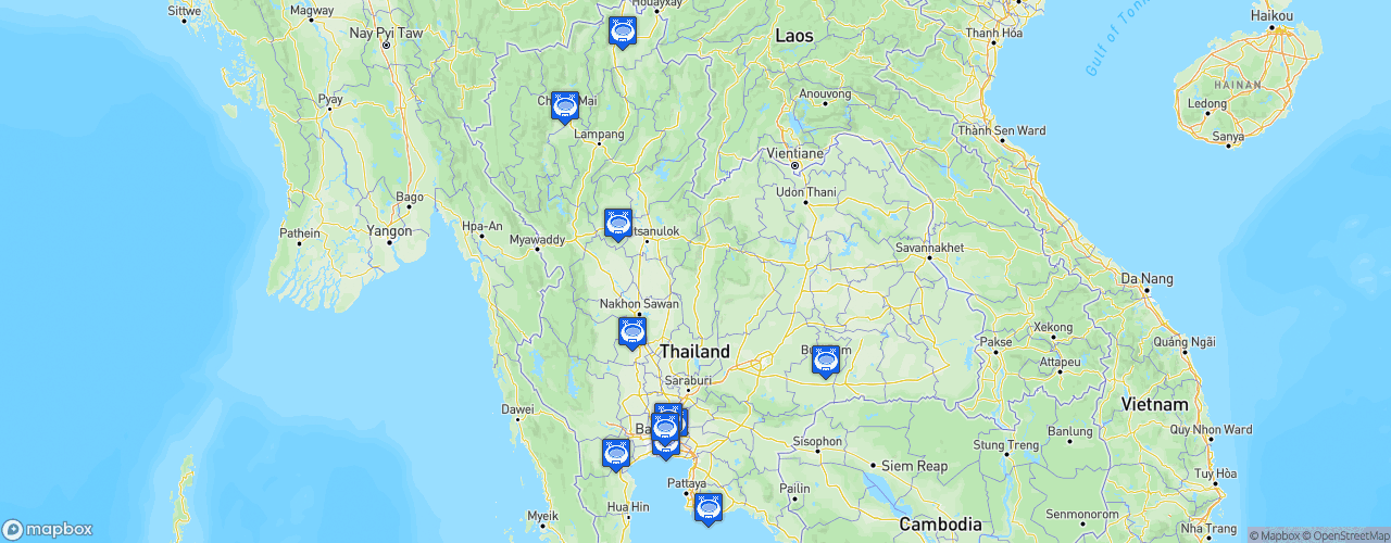 Static Map of Thai League 1 - Saison 2025-2026