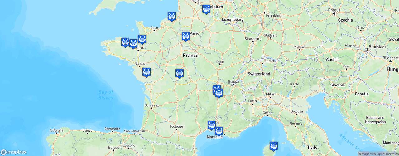 Static Map of Championnat de France de football National 2 - Saison 2026-2027