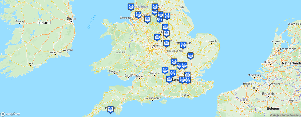 Static Map of EFL League One - Saison 2026-2027