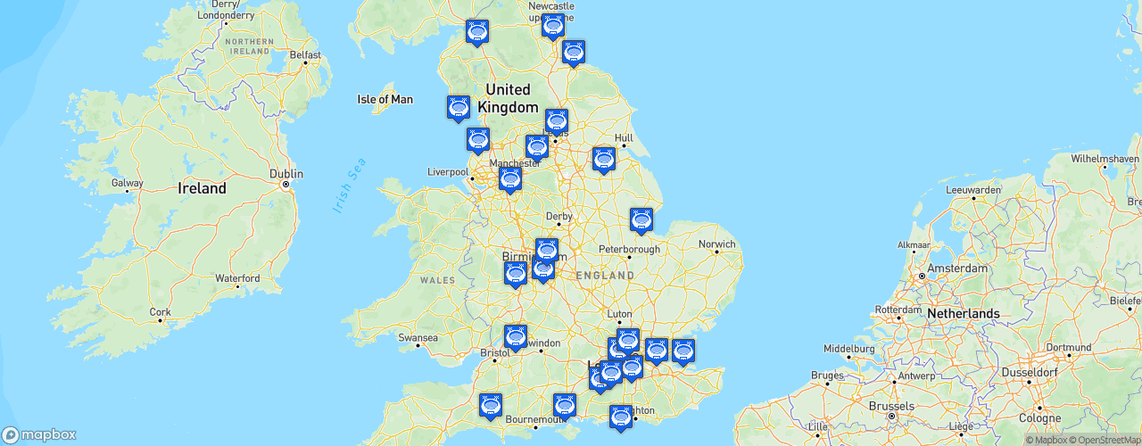 Static Map of The National League - Saison 2026-2027 - Vanarama