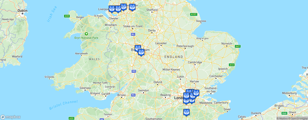 Static Map of FA Women's Super League - Saison 2026-2027