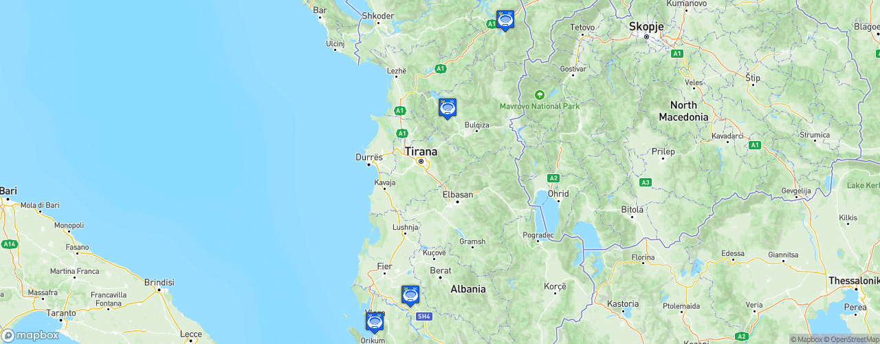 Static Map of Kategoria e Parë - Saison 2026-2027