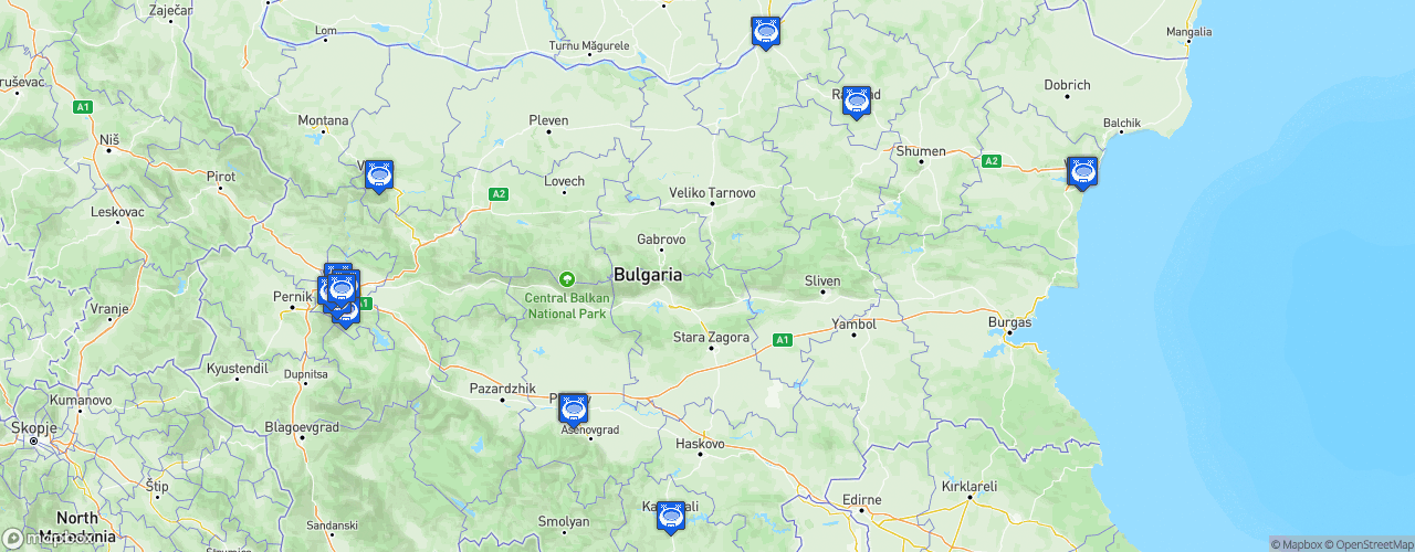 Static Map of Parva Liga - Saison 2026-2027 - efbet League