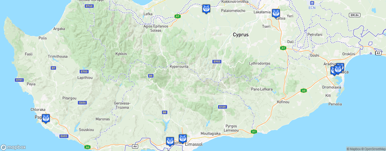 Static Map of Cypriot First Division - Saison 2026-2027
