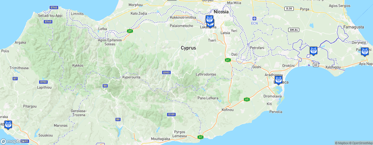 Static Map of Cypriot Second Division - Saison 2026-2027