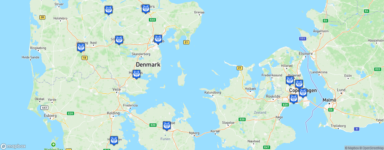 Static Map of Danish Superliga - Saison 2026-2027