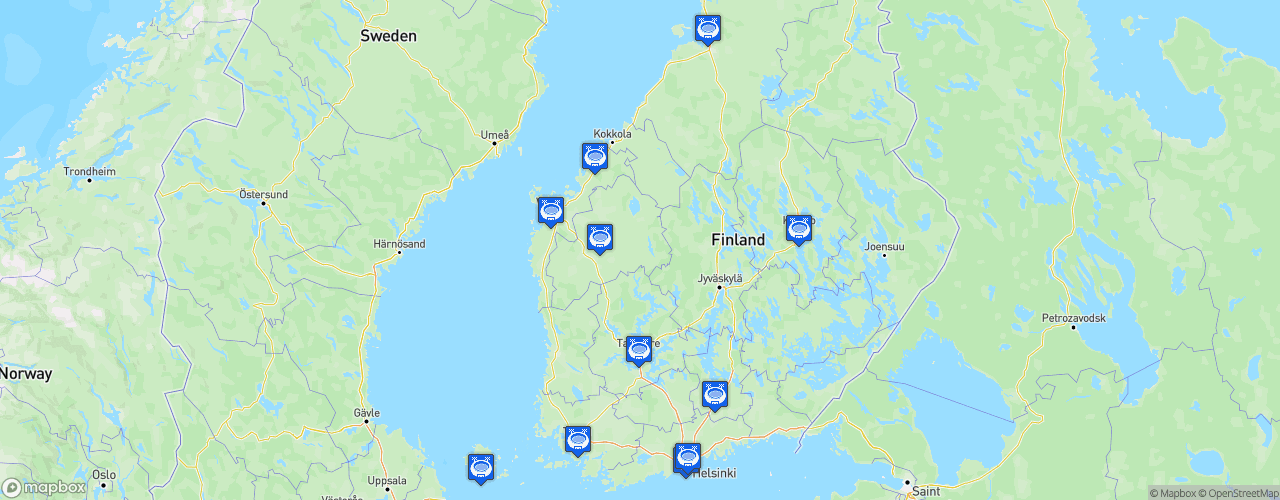 Static Map of Veikkausliiga - Saison 2026