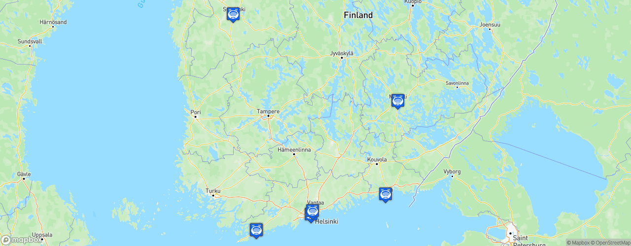 Static Map of Ykkösliiga - Saison 2026