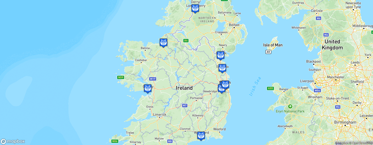 Static Map of League of Ireland Premier Division - Saison 2026