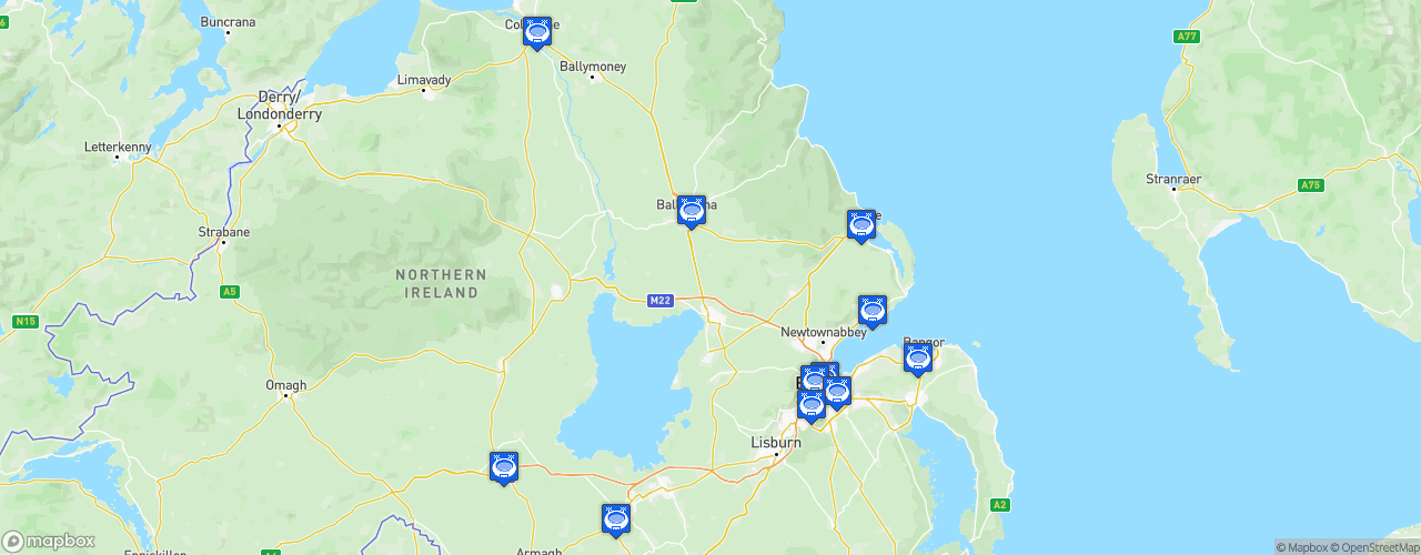Static Map of NIFL Premiership - Saison 2026-2027