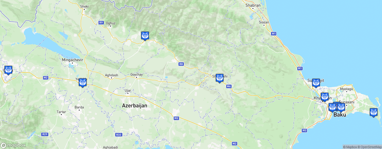 Static Map of Azerbaijan Premier League - Saison 2026-2027