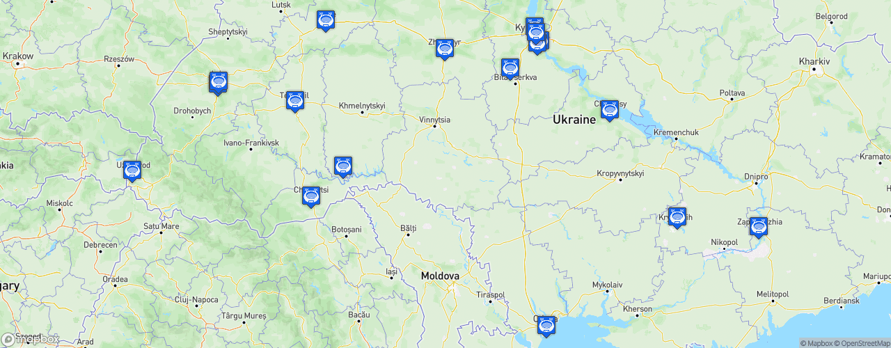 Static Map of Premier Liha - Saison 2026-2027