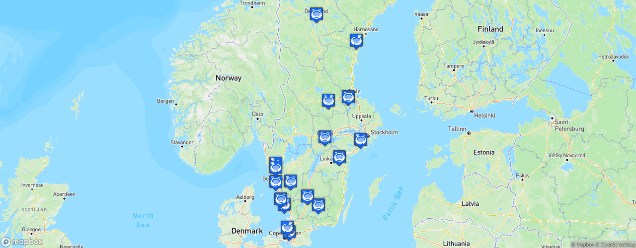 Static Map of Superettan - Saison 2026