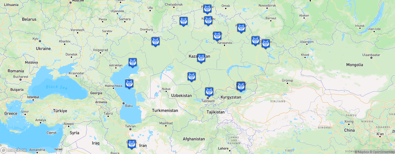 Static Map of Kazakhstan Premier League - Saison 2026