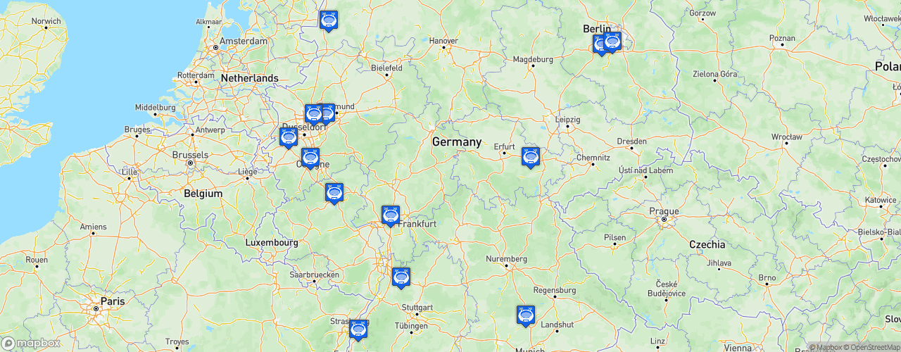 Static Map of 2. Frauen Bundesliga - Saison 2026-2027