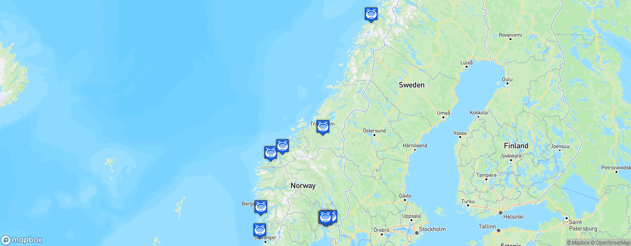 Static Map of Toppserien - Saison 2026