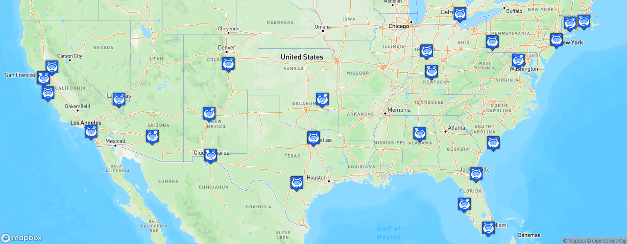 Static Map of USL Championship - Saison 2026