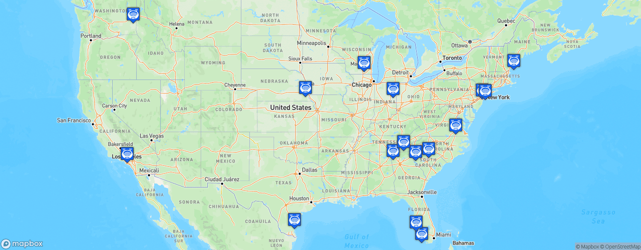 Static Map of USL League One - Saison 2026