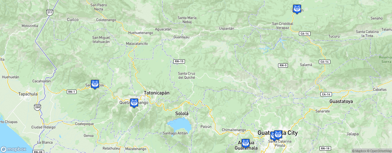 Static Map of Liga Nacional de Fútbol de Guatemala - Saison 2026-2027