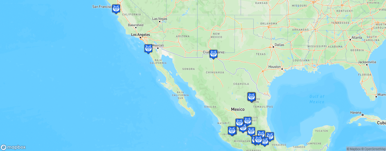 Static Map of Liga MX - Saison 2026-2027