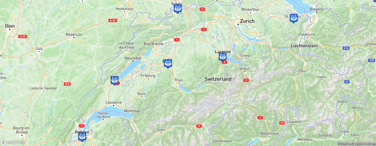 Static Map of Swiss Women's Super League - Saison 2026-2027