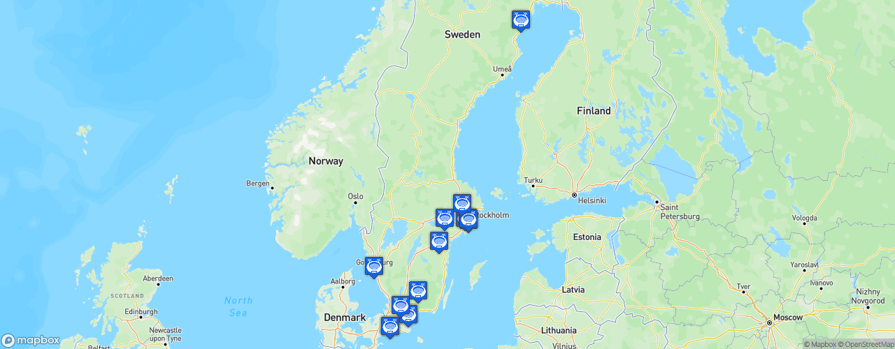 Static Map of Damallsvenskan - Saison 2026