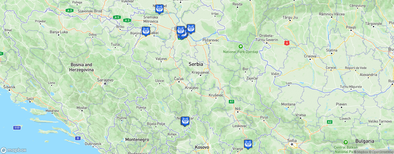 Static Map of Super liga Srbije - Saison 2026-2027