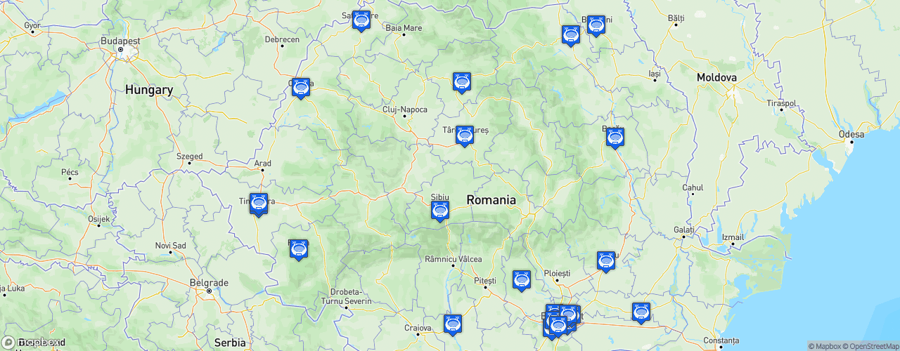 Static Map of Romania Liga 2 - Saison 2026-2027