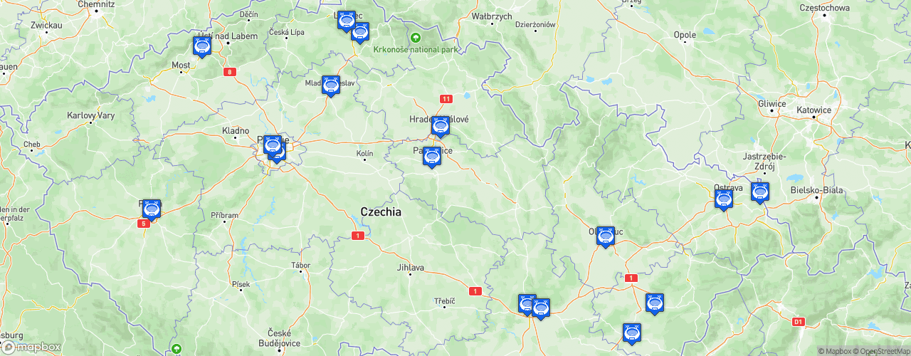 Static Map of První Liga - Saison 2026-2027