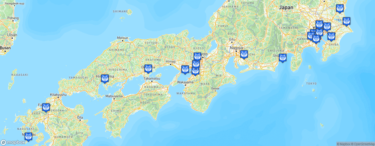 Static Map of J-League - Saison 2026-2027