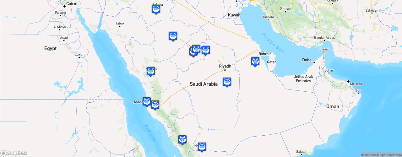 Static Map of Saudi First Division League - Saison 2026-2027