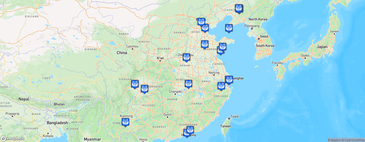 Static Map of Chinese Super League - Saison 2026