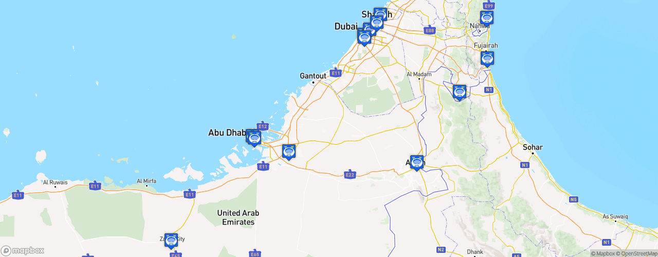 Static Map of UAE Pro League - Saison 2026-2027