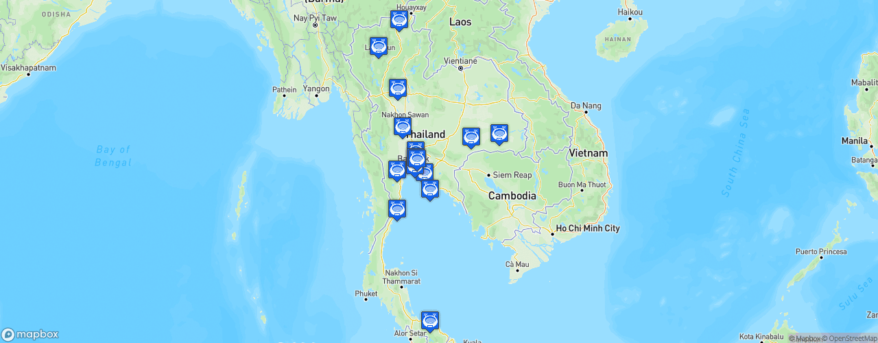 Static Map of Thai League 1 - Saison 2026-2027