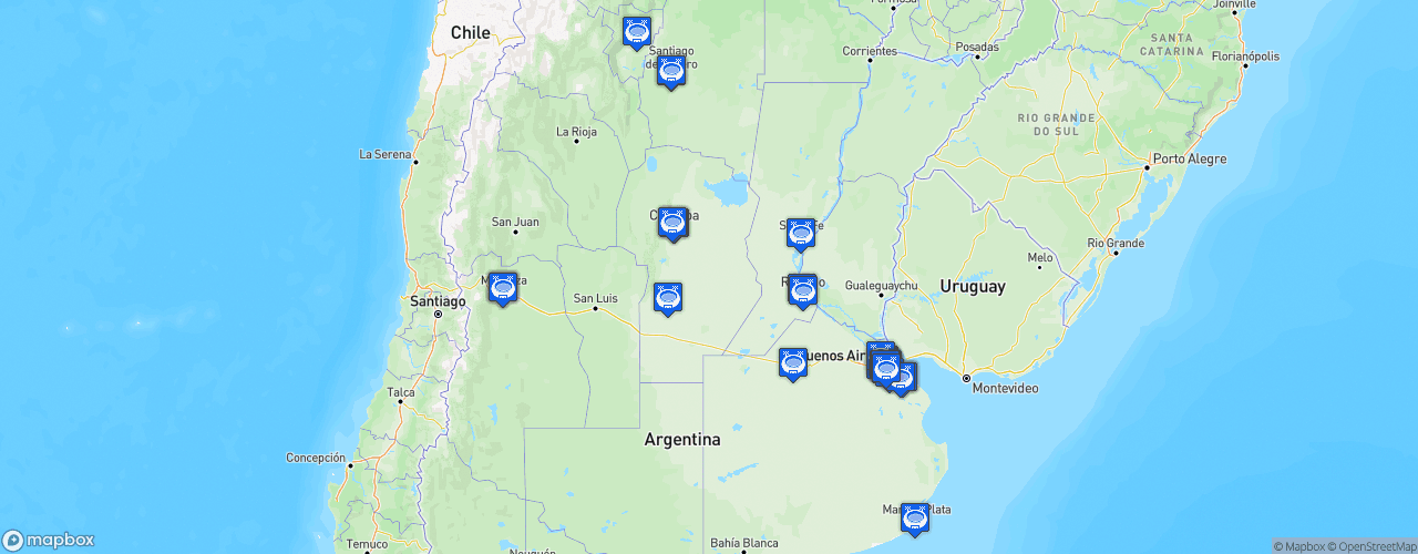 Static Map of Primera División de Argentina - Saison 2026