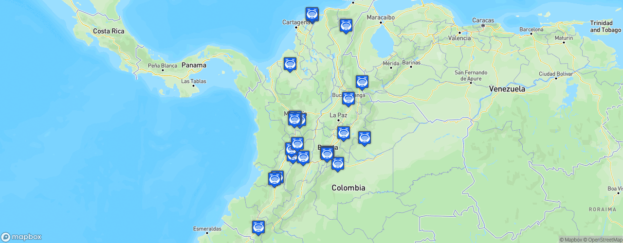 Static Map of Categoría Primera A - Saison 2026