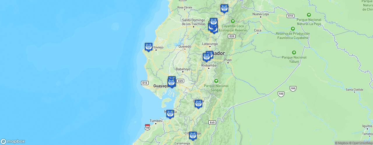 Static Map of Liga Pro Ecuador Serie A - Saison 2026