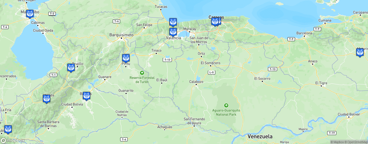Static Map of Primera División de Venezuela - Saison 2026