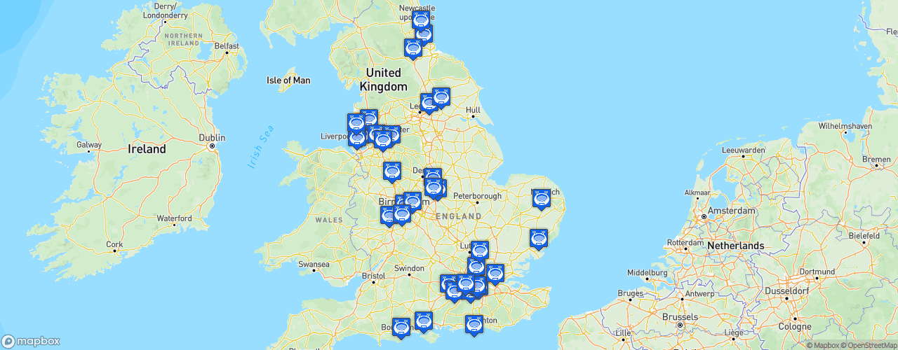 Static Map of Premier League 2 - Saison 2026-2027